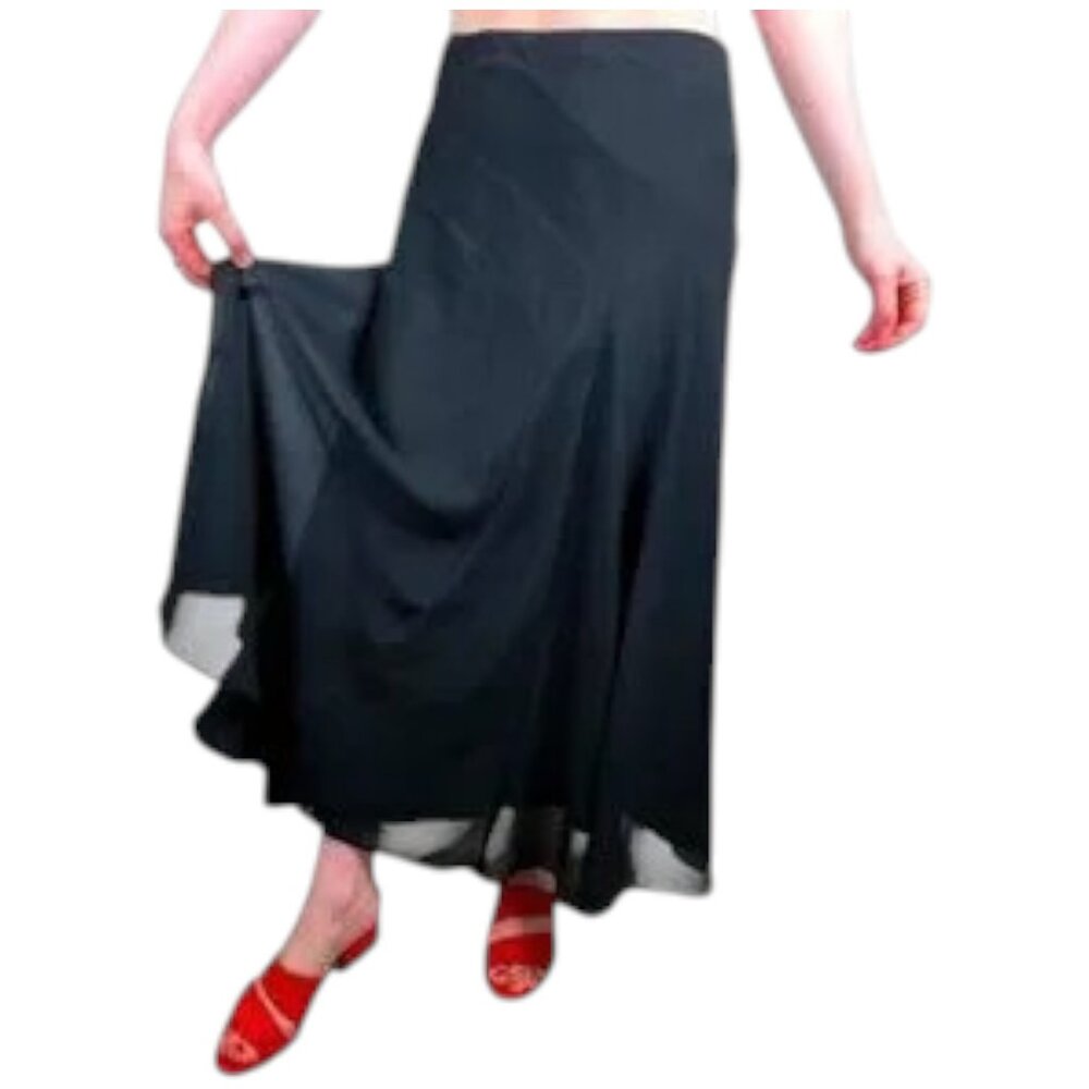 Cartise black chiffon layered maxi skirt size 8